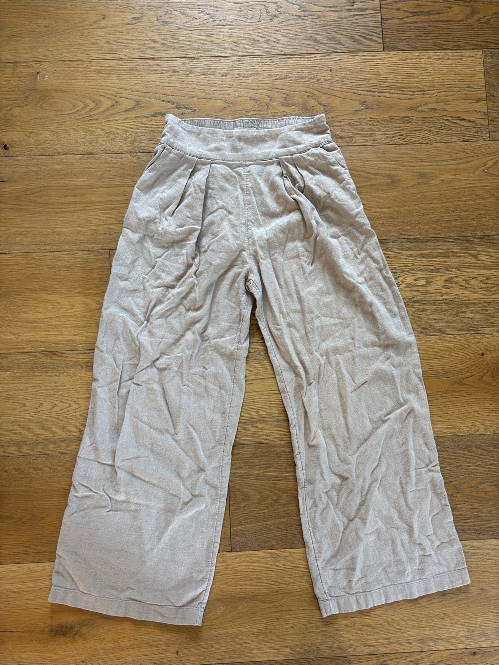 Abercrombie Wide Leg Light Beige Linen Pants